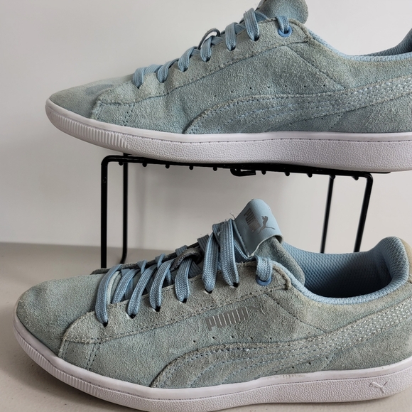 Puma Womens Suede Vikky 367991 01 Light Blue Shoes - Picture 12 of 12